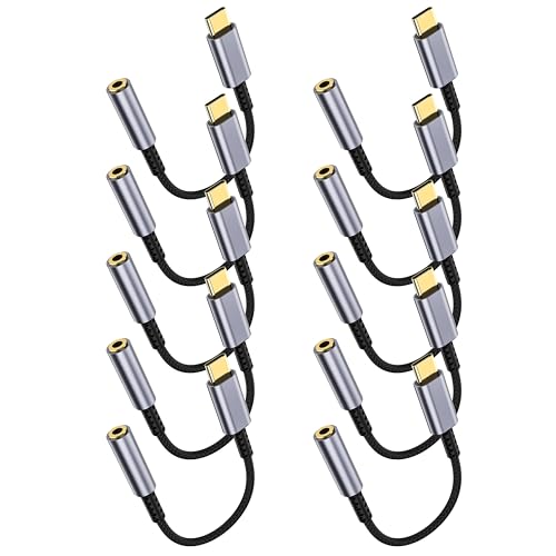 10 Pack USB C to 3.5mm Headphone Jack Adapter – HiFi Audio Dongle, Type C to Aux Female Cable Cord Compatible with iPhone 17/16/15 Pro Max, Samsung S25/S24/S23, iPad Pro, Pixel, MacBook - color: Grey, size: 10 Pack