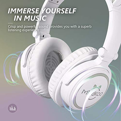 Bluetooth Cat Ear Headphones with LED Lights for Kids & Adults