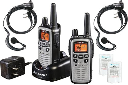 Midland LXT600VP4 FRS Business Walkie Talkies - Long Range 36-Channel Two-Way Radios with Headsets and Charging Base, NOAA Weather Alerts (2-Pack, Gray) - style: 2-Pack, Gray