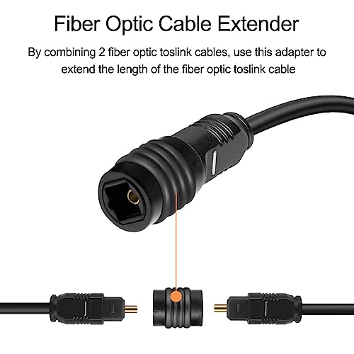 Fiber Optic Cable Extender Coupler Optical Toslink Digital Audio Female to Female Adapter Connector Extension Jack for Optical Plug Male Cord, 4 Pcs