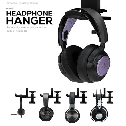 BRAINWAVZ [EOL] Hoist - Headphone Hanger Stand with Adjustable Clamp, Screws On to Desks & Shelves, No Mess, Space Saving Headset Holder, Easy to Install - Black [EOL]