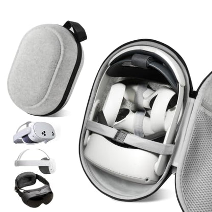 BnLnHOGVR VR Carrying Case for Meta Quest 3S/3/2, Steam Fream, Elite Strap | Medium Odor-Free Felt Hard Shell for Quest and Apple Vision Pro, with Mesh Pocket and Lens Protector Cover