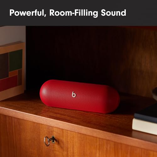 Beats Pill - Portable Bluetooth Speaker - Up to 24H Battery Life, Water Resistant, Bluetooth, Apple & Android Compatible, Seriously Loud Sound for Home, Outdoor and Travel – Statement Red - color: Statement Red, style: Standalone
