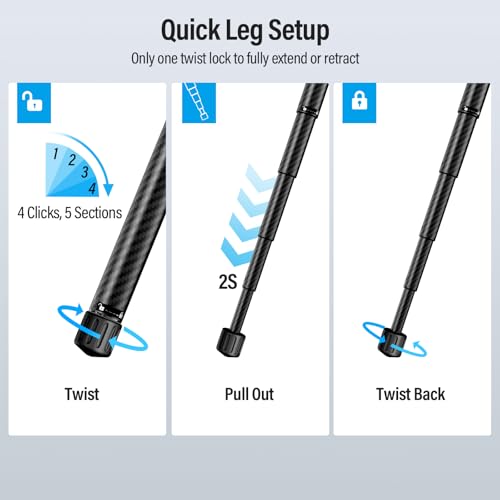 SIRUI 60" Carbon Fiber Tripod for Camera with 360° Panoramic Ball Head, Arca QR Plate, Compact Lightweight 2.1lbs Travel Tripod for DSLR Video Camcorder, Max Load 10kg, Traveler X-III - size: 60" Ball Head Tripod