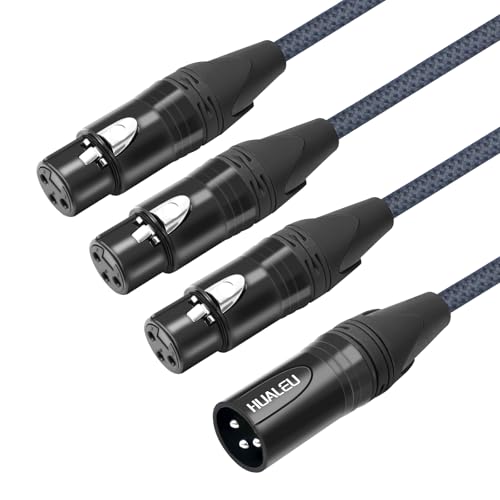 2FT 3Pin XLR Male to 3 Female Y Splitter Cable,XLR Splitter 1 Male to 3 Female Audio Cable for Mixer, Microphone - size: 2Feet, style: XLR 1 M To 3 F