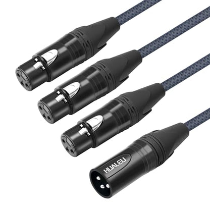 2FT 3Pin XLR Male to 3 Female Y Splitter Cable,XLR Splitter 1 Male to 3 Female Audio Cable for Mixer, Microphone - size: 2Feet, style: XLR 1 M To 3 F