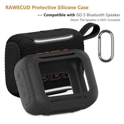 Silicone Cover Case for JBL Go 5 Portable Bluetooth Speaker | Protective Case for Go 5 Speaker, Shockproof Drop-Protection Cover with Carabiner (Black) - color: Black