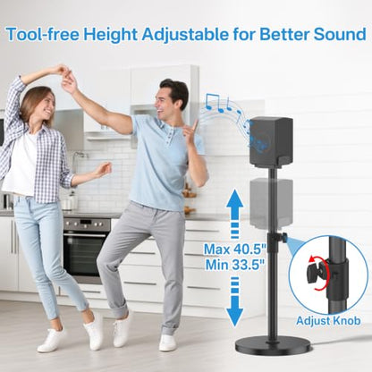 Heavy Duty Speaker Stand Pair for Samsung Q990H/Q990F/Q930F/Q990D/SWA-9500S | For Width 5"–11" Samsung Speaker Stands, Tool-Free Height Extend 33.5"–40.5", Adjustable Dual Side Clamp, Built-in Cable Mgmt - style: Speaker Floor Stand