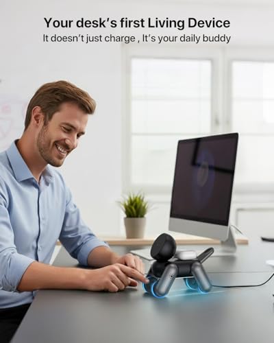 UEQ 3 in 1 Wireless Charging Station for Apple Devices,Foldable Cute Magnetic Mag-Safe Wireless Charger Stand with Night Light for iPhone 17 Air 16 15 14 13 12 Series,AirPods 4 3 2 Pro,Apple Watch - color: Black
