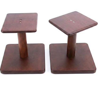 Desktop Speaker Stands Made of Pure Solid Wood, Natural Style, 360° Rotatable Top Plate, Suitable for Medium/Large Tabletop Speakers and Studio Monitors (WalnutBrown Finish_DSS7(7 inch))
