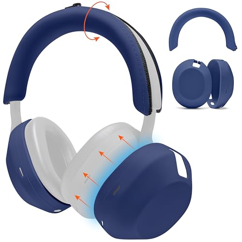 WC ShellZ XM5 - Exterior Shell & Headband Covers for Sony WH1000XM5 | Made by Wicked Cushions | Protective, Made with Premium Silicone | Blue - color: Blue