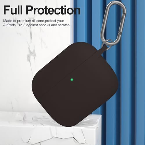 for AirPods Pro 3 Case Cover, Protective Soft Silicone with Keychain Cleaning Pen for Women Men for Apple AirPods Pro 3rd Generation Case(2025), Front LED Visible, Coffee - color: D-Coffee