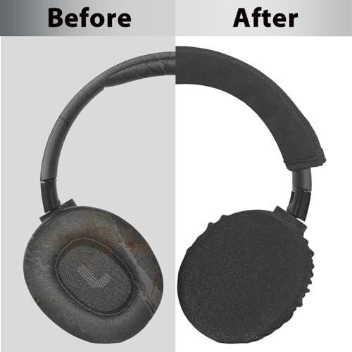 Adhiper Headphone Ear Pads Covers & Headband Cover, 1 Pairs Strechable Washable Sweat Headphone Ear Covers & Headband Cover Protector for Gym, Gaming, Fit 3.5" - 4.3" Earpads