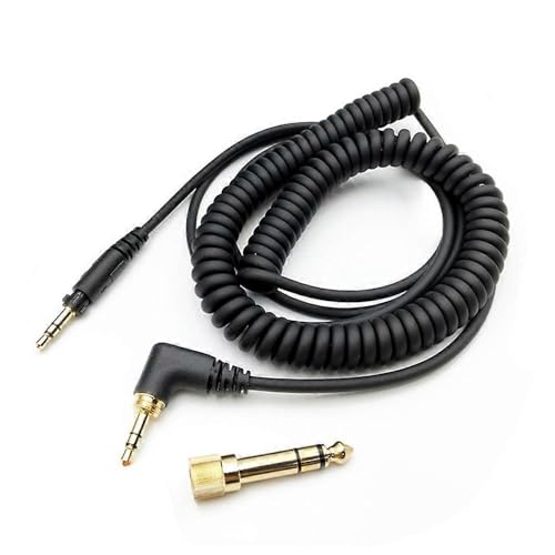 EAH-DJ1200 Cable, Replacement Spring Coiled Audio Cable with 6.35mm Gold-Plated Connection Adapter for Technics EAH-DJ1200 Headphones (11.5ft/350cm)