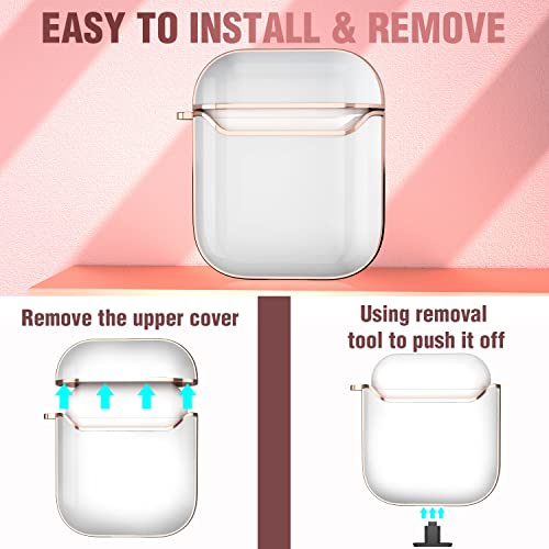 Maxjoy for AirPods Case, Cute AirPod Case Protective Hard AirPod 2 Cover for Women Men with Keychain for AirPods 2nd 1st Generation Charging Cover 2&1, White - color: White