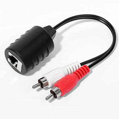 Stereo DC3.5mm Stereo and RCA Red White Audio Signal Balun Over Cat5/6 Cable - size: 8 inches