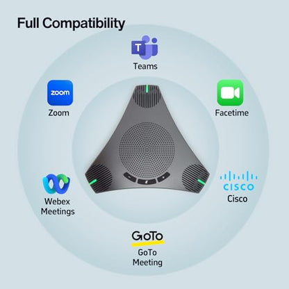 Conference Speaker and Microphone, USB Speakerphone with 360° Omnidirectional Voice Pickup, Smart Voice Enhancement, Hi-Fi Sound, Echo & Noise Reduction for Business, Home Office, Online Meeting
