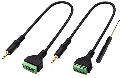 3.5mm Screw Terminal Block Cable 3.5mm (1/8inch) Stereo TRRS Audio Male to 4 Pin/Way Female Bolt Screw Headphone Balum Converter Adapter Cable（30CM/2Packs) (4Pole/M) - color: 4Pole/M