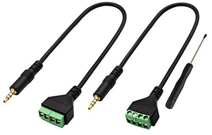 3.5mm Screw Terminal Block Cable 3.5mm (1/8inch) Stereo TRRS Audio Male to 4 Pin/Way Female Bolt Screw Headphone Balum Converter Adapter Cable（30CM/2Packs) (4Pole/M) - color: 4Pole/M