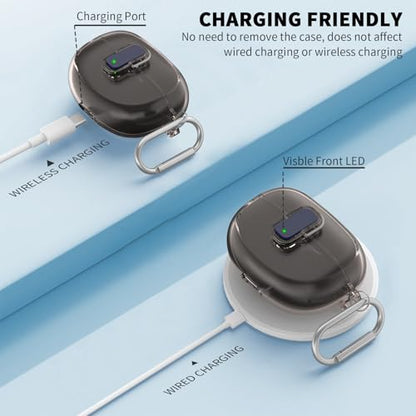 [Secure Lock] TUDIOW for Bose Ultra Open Earbuds Case(2024) | Clear TPU Shockproof Protective Cover for Bose Open Ear Wireless Earbuds Accessories with Cleaning Kit & Keychain(Clear Gray) - color: Clear Grey