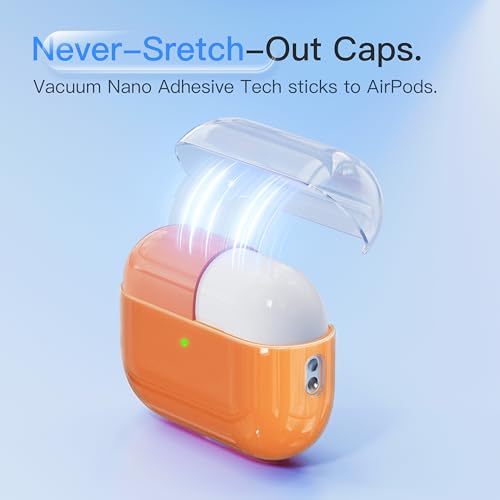Case for AirPods Pro 3 Never-Sretch-Out DamonLight Shock-Proof Protective Semi Hard Silicone Case Compatible with Apple Airpods Pro 3rd Generation (Orange) - color: Orange