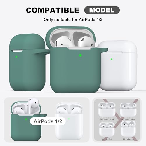 for AirPods 2nd/1st Case Silicone Cover, Pine Green | Compatible with Apple AirPods 2nd/1st (2019/2016) Generation with Keychain & Cleaner Kit, Wireless Charging Compatible - color: E1-Pine Green