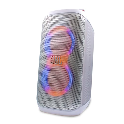 JBL PartyBox Club 120 (White) - 160W Portable Wireless Splash Proof Speaker - 12 Hours of Playtime + Wireless Two Microphone System with Receiver + AUX Cable + Microfiber Cloth - color: White, style: Bundle w/ Mics
