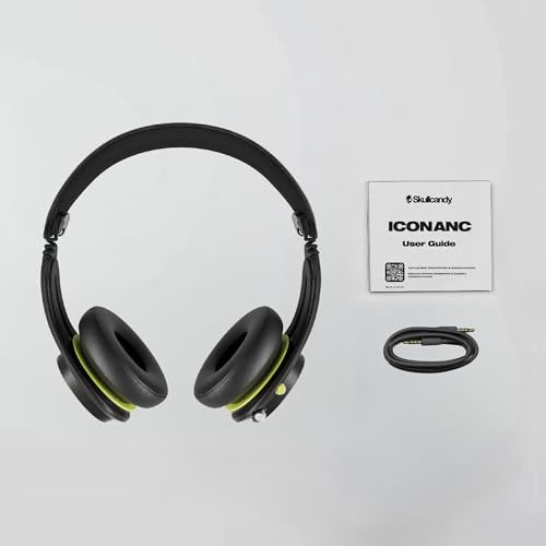 Skullcandy Icon ANC Noise Canceling Wireless Headphones - True Black | On-Ear Fit, Bluetooth, Noise Cancellation, 60 Hours Battery, Sweat Water Resistant, Foldable, Travel Ready, Microphone - color: True Black