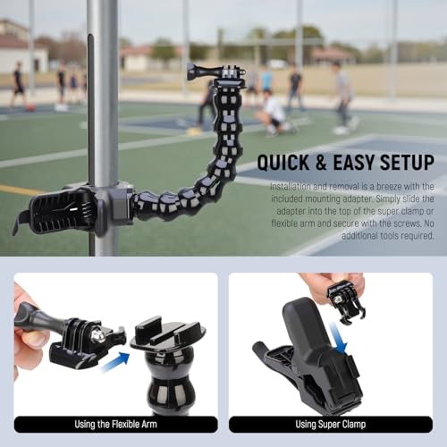 NEEWER Flexible Clamp Mount Compatible with GoPro DJI Action Cameras, GP-80 | Compatible with DJI Action 6 Osmo 360 Insta360 X5/4/3 AcePro series, Jaw Flex Super Clamp Holder Mount Accessories for Video