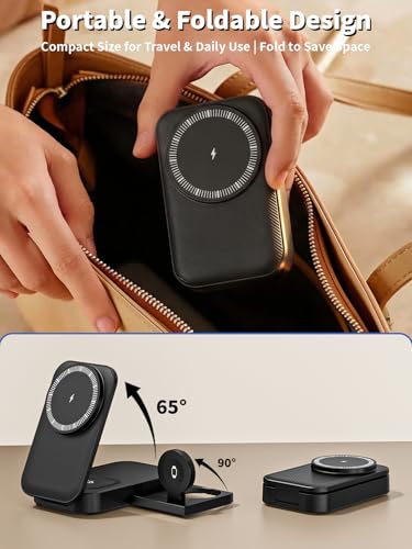 (Apple MFi Certified)3 in 1 Charging Station Apple, 25W 6FT Mag safe Stand Magnetic Charger for iPhone and iWatch with 35W USB C Block for iPhone 17 Pro Max/16 Pro/15 Plus/14/13/12,AirPods,Apple Watch