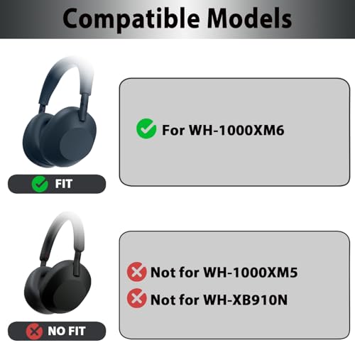 Adhiper 3-in-1 Silicone Sweat Case Cover for Sony WH-1000XM6 Headphones, XM6 Covers Accessories Silicone Ear Pads Covers & Headband Cover & Ear Cups Protector, Washable & Sweatproof - Midnight Blue - color: Midnight Blue