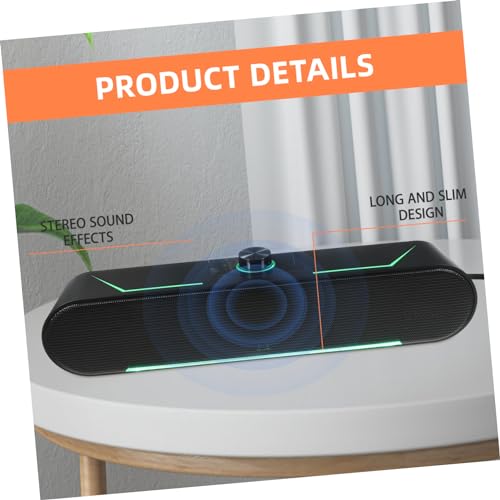 balacoo Desktop Soundbar Speaker for Computer, Slim LED Light Bar