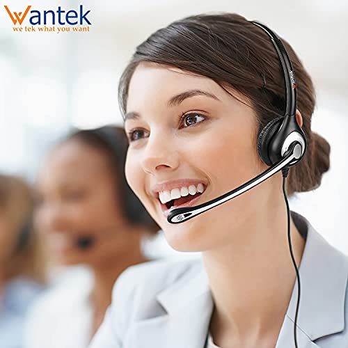 Wantek Yealink Phone Headset with Quick Disconnect Cord, RJ9 Office Telephone Headsets with Mic Noise Cancelling Compatible with Yealink VoIP Phone T21P T42S T46S T48S T27G T53W T54W Grandstream Snom