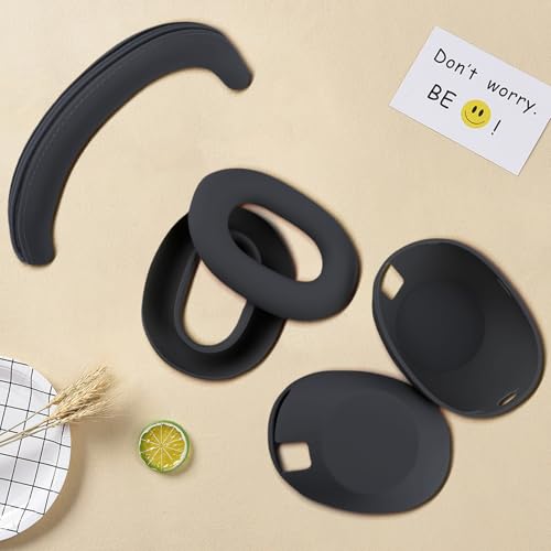 3 in 1 Ear Pads Cover Compatible with Sony WH-1000XM6 Protective Silicone Headphone Case Accessories for Sony WH-1000XM6 Ear Pads - Black - color: Black