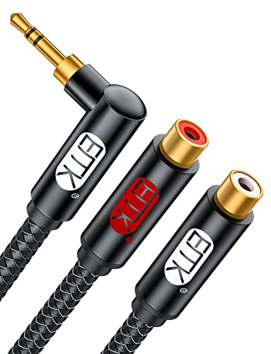 EMK 3.5mm to RCA Stereo Audio Cable - Gold Plated, 90° Aux Male to 2RCA Female, 3ft/1M - Compatible with Smartphones, MP3, Tablets, Speakers, Home Theater - color: 90° 3.5mm Male to 2 RCA Female, size: 3 Ft/1M, style: 3.5mm to 2RCA