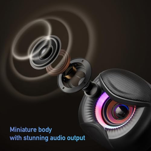 Elimavi USB Computer Speakers, 3.5mm Aux Speaker and USB Powered Interface are Suitable for Desktop Laptop Monitor, Owl Eye Design, Includes a USB-C Adapter, Colorful Lights - style: Colorful lights
