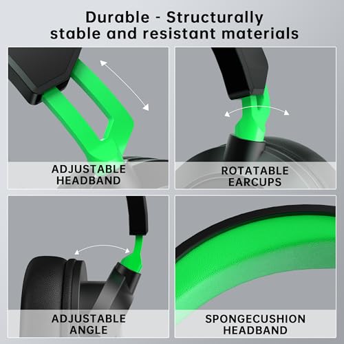 AOC Wired Gaming Headset for Xbox Series X|S & Xbox One, PS5, PC, Clear Mic | Stereo Bass, 79in Cable, in-Line Controls, 207g Lightweight, Soft Earcups, Gaming Headphones with 3.5mm Splitter, Gamer Gifts - color: Green