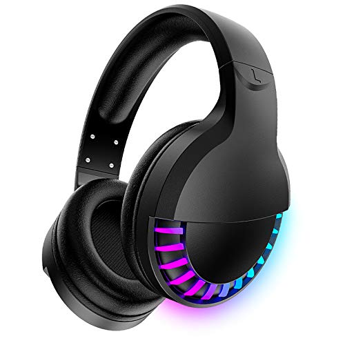 Wireless RGB Bluetooth Gaming Headphone with Noise Cancellation-Black - color: Black, size: Wired+BT