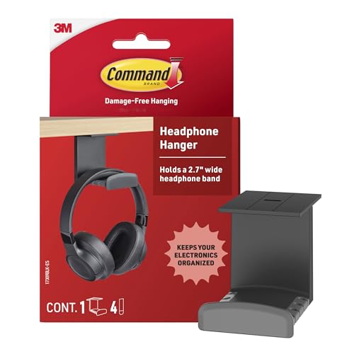 Command Headphone Hanger, Black, 1 Hook, 4 Large Strips - color: Black