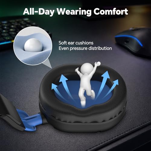QXQ Wired Gaming Headset for PS5/PS4/PC/Switch - 3.5mm Over-Ear Headphones with Noise-Canceling Mic - RGB LED Light - Deep Bass Stereo Surround Sound - Soft Memory Foam Earpads (Dark Blue) - color: Dark Blue