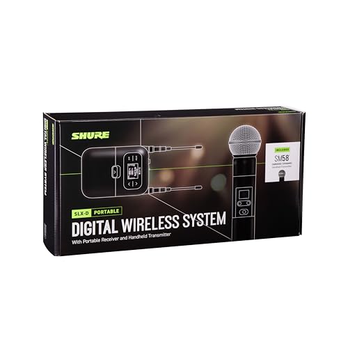 Shure SLXD25/SM58 Portable Digital Wireless System with SLXD2 Handheld Transmitter with SM58 legendary Cardioid Dynamic Vocal Microphone and SLXD5 Single-Channel Receiver | G58 Band (SLXD25/SM58-G58) | SLXD2 Handheld Transmitter, G58 Band (SLXD25/SM58-G58
