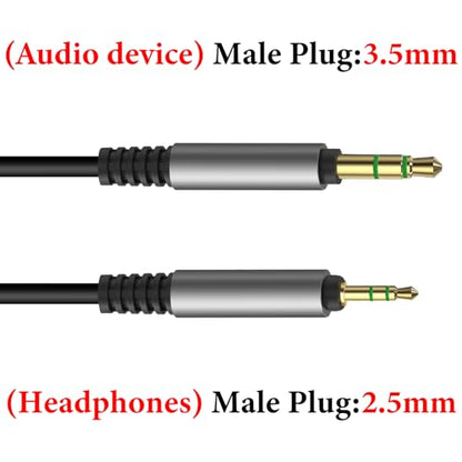GEEKRIA Audio Cable Compatible with Sennheiser Momentum 4, PXC 550, PXC 550 II, ACCENTUM Plus Headphones Cable, 2.5mm to 3.5mm Replacement Stereo Cord (5.6 ft/1.7 m)