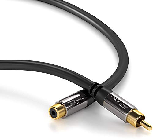 KabelDirekt – RCA Extension Cable – 20ft | Subwoofer/audio cable, RCA male to female, ideal for amplifier/HiFi, analog & digital - size: 20 Feet