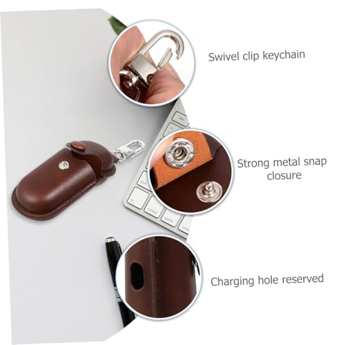 Uonlytech Portable Earphone Holder Case for in-Ear Headphones, Dustproof Waterproof Storage Bag, Dark Brown Protective Cover for Travel and Camping