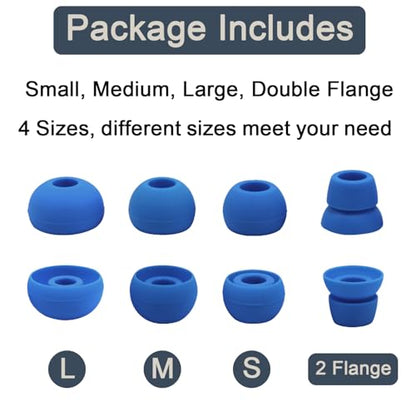 Replacement Eartips Compatible with Powerbeats 3 Powerbeats 2/1, 4 Pairs Replacement Earbuds Silicone Ear Tips Eargels Set - Small, Medium, Large and Double Flange (Electro Blue) - color: electro blue