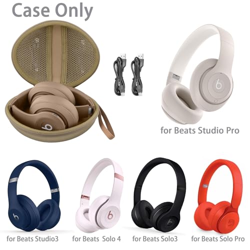 for Beats Studio Pro/Studio3/Solo4/Solo3 Headphones Hard Case, Brown - color: Light Brown Case