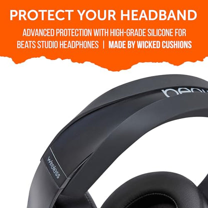 WC BandZ Studio & Studio Pro - Silicone Headband Cover for Beats Studio | Made by Wicked Cushions | Does Not Fit Beats Solo | Enhanced Comfort & Sweat Protection | Black - color: Black