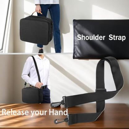 Extra Large Electronics Organizer Travel Case, Cable Organizer Bag with Shoulder Strap, Electronics Accessories Storage Double Layer Bags for Cord, Tablet, Headphone, Charger, Tools, DJ Gifts-Black