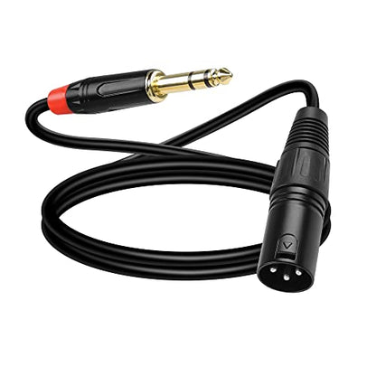 YACSEJAO XLR to 1/4" TRS Stereo Cable 3.3FT/1M 3 Pin XLR to TRS 6.35mm Quarter inch Balanced Signal Interconnect Patch Cord(XLR Male)