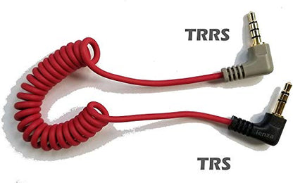 ienza 3.5mm TRS to 3.5mm TRRS Coiled Patch Adapter Cable Cord Compatible with iPhone Smartphone Compact On-Camera and Other Recording Microphones